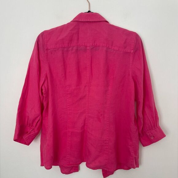 Chico's Women’s No Iron 100% Linen Fresh Chic 3/4 Sleeves Button Up Shirt sz med - Picture 7 of 7